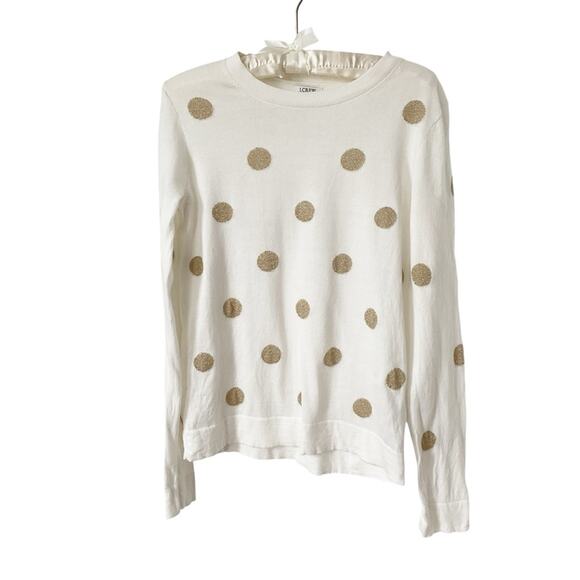 J. CREW Teddie Crewneck cream sweater with gold metallic dots - Picture 4 of 7